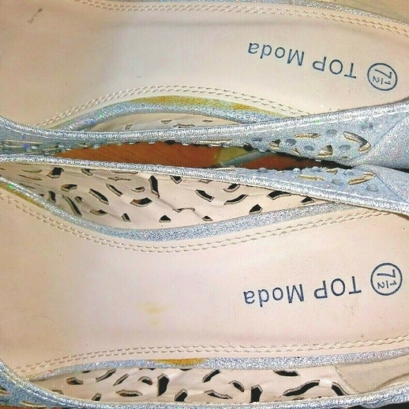 TOP Moda Silver stilettos Peep toe shimmery embellished fancy party Cinderella - Picture 6 of 11